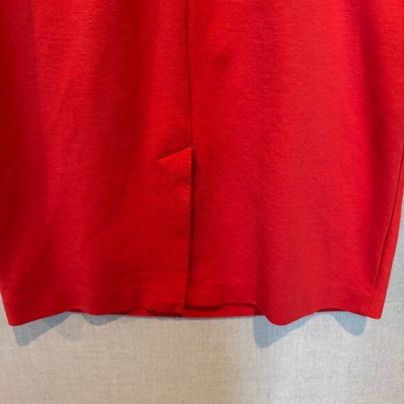 Boden Red Ruched Sheath Dress Size 8 Short Sleeve Stretch Midi Workwear Chic - Picture 5 of 10